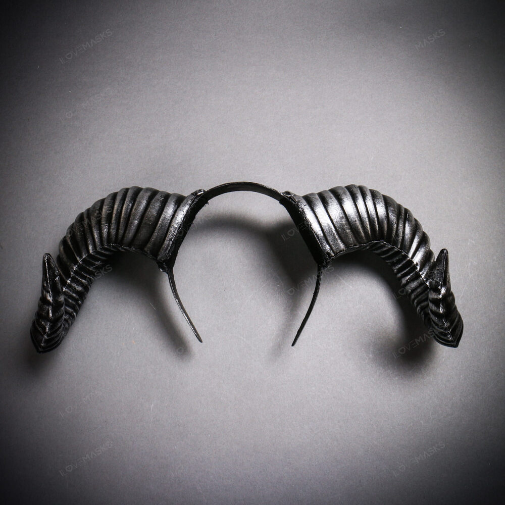 Gothic Demon Large Horn Headband - Black Silver - Picture 1 of 5
